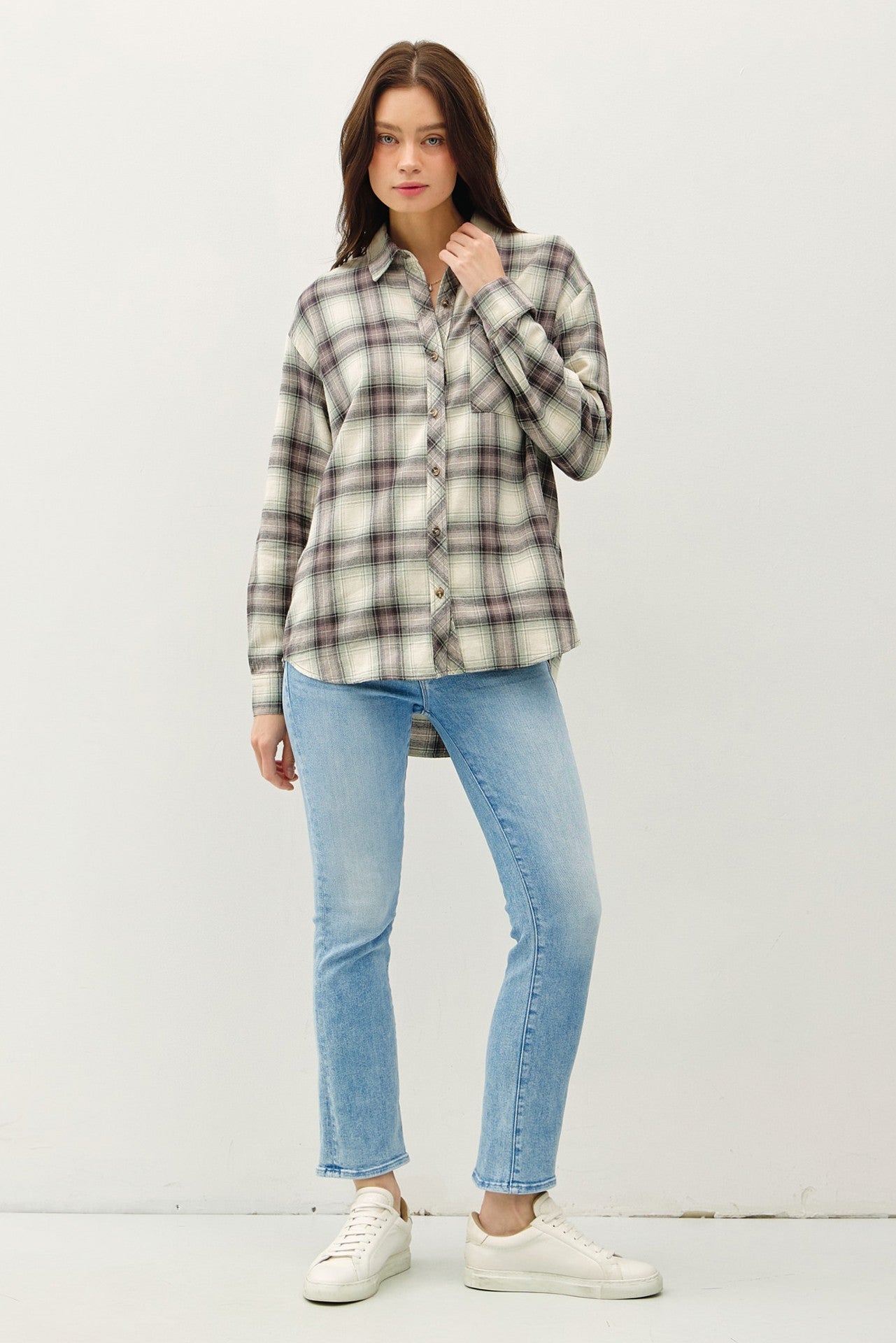 Jayln Oversized Cotton Flannel Shirt