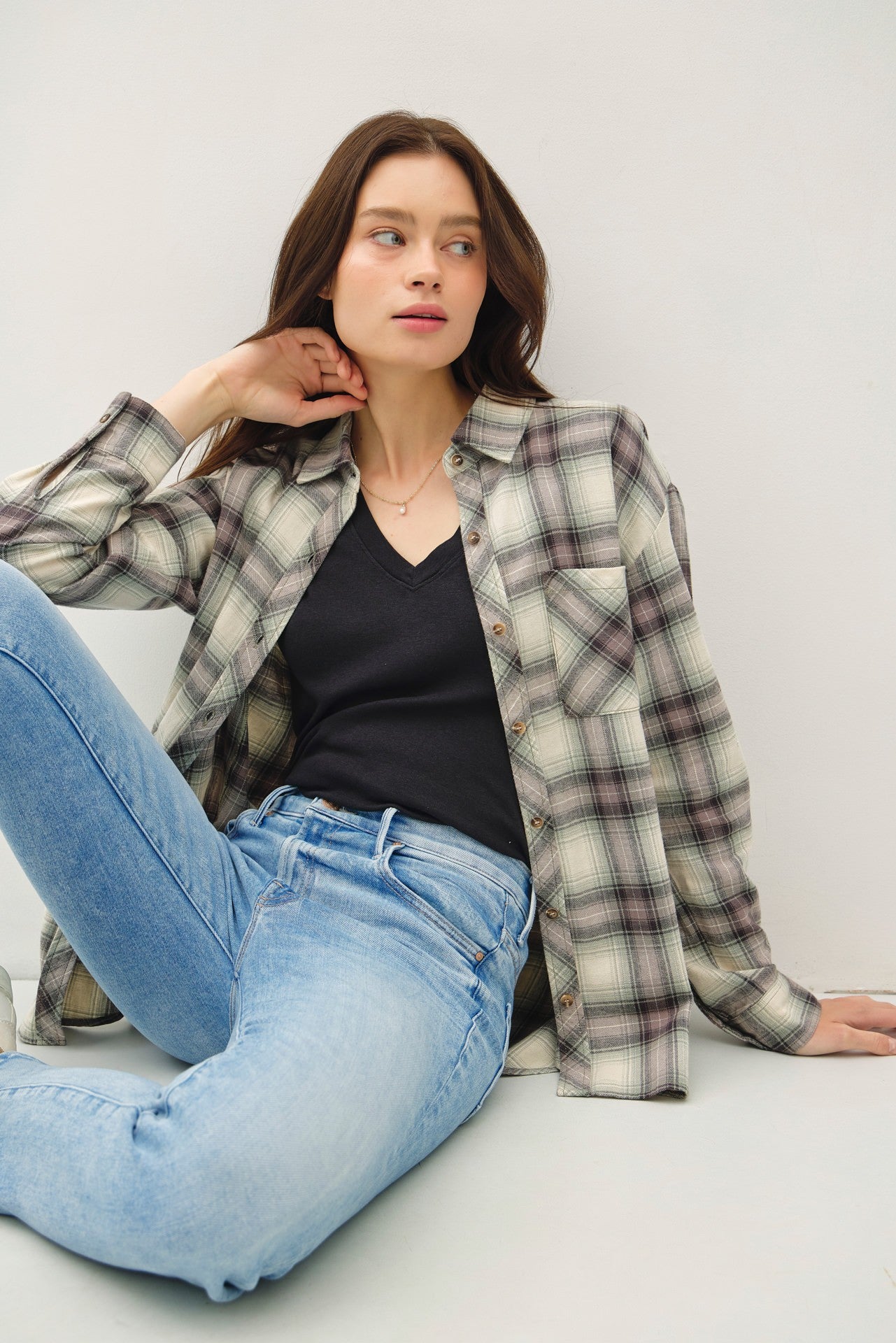 Jayln Oversized Cotton Flannel Shirt