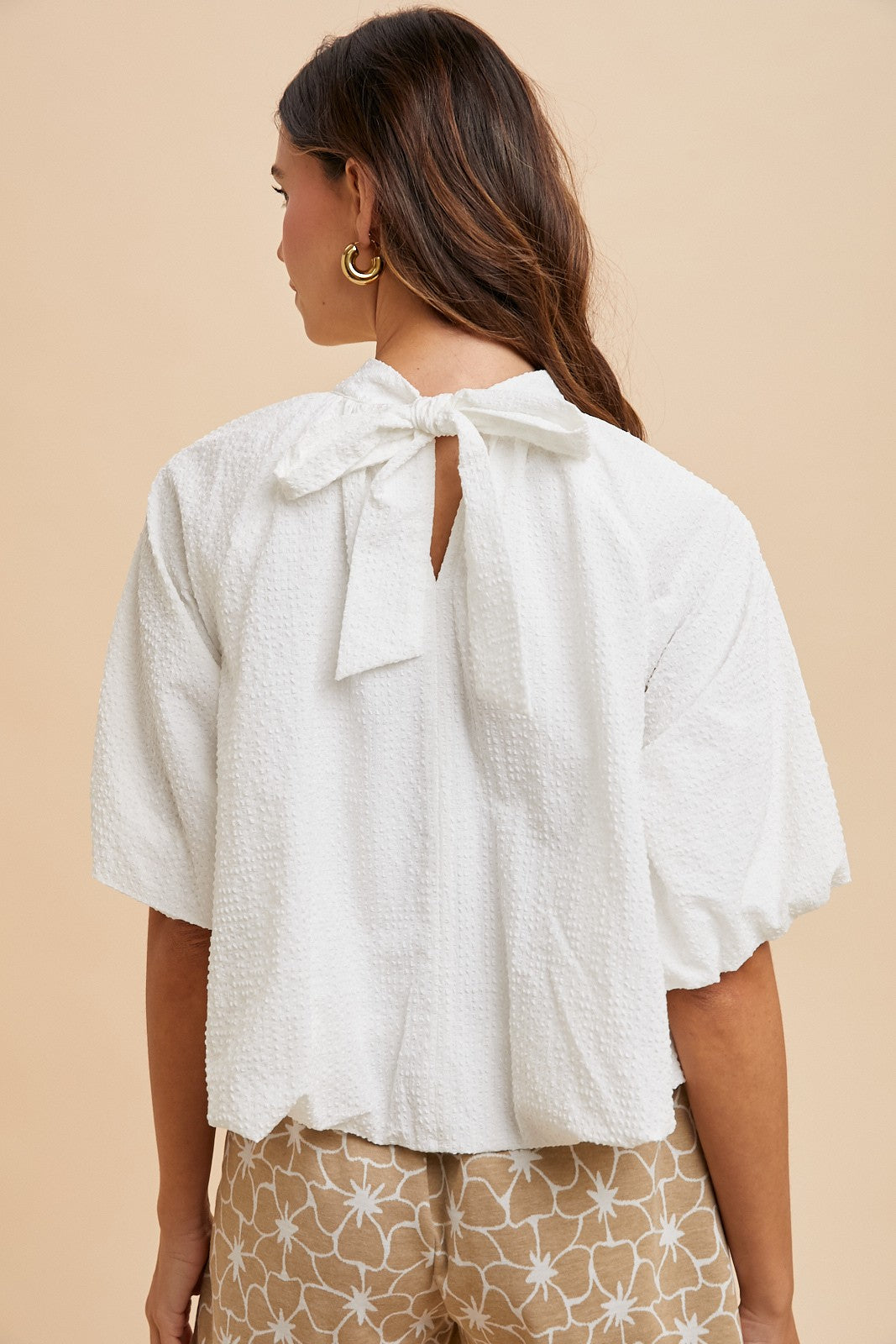 Lottie Textured Back Bow Top (FINAL SALE)