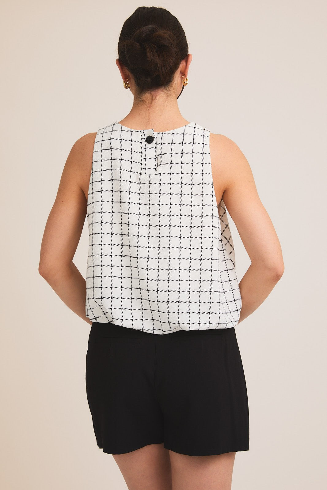 Mattie Bubble Hem Grid Top (FINAL SALE)