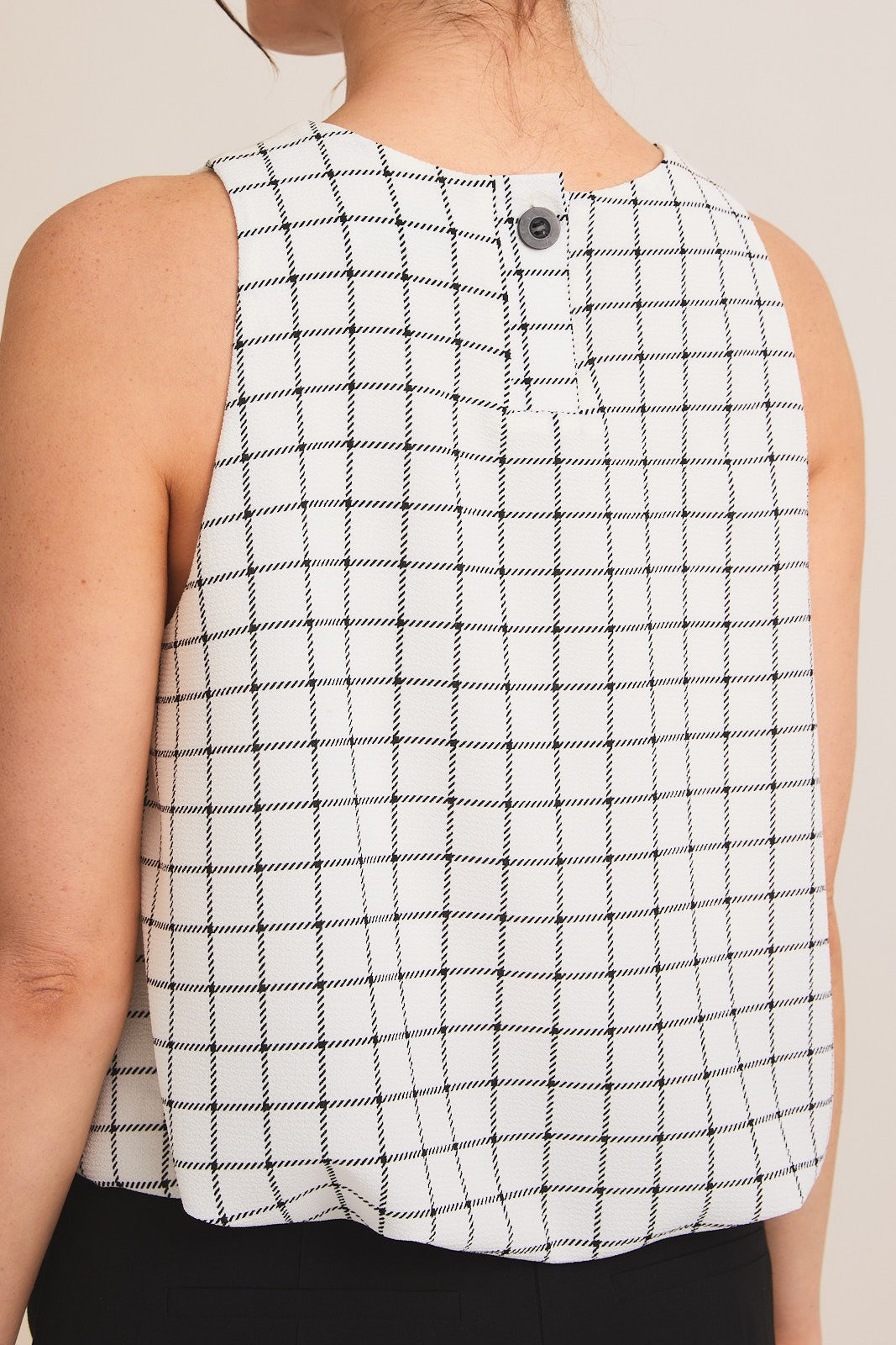 Mattie Bubble Hem Grid Top (FINAL SALE)