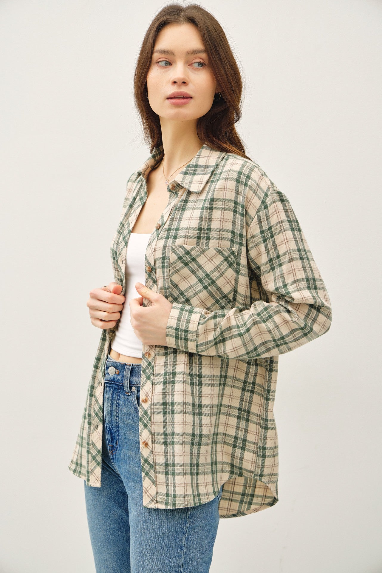Jade Plaid Long Sleeve Shirt