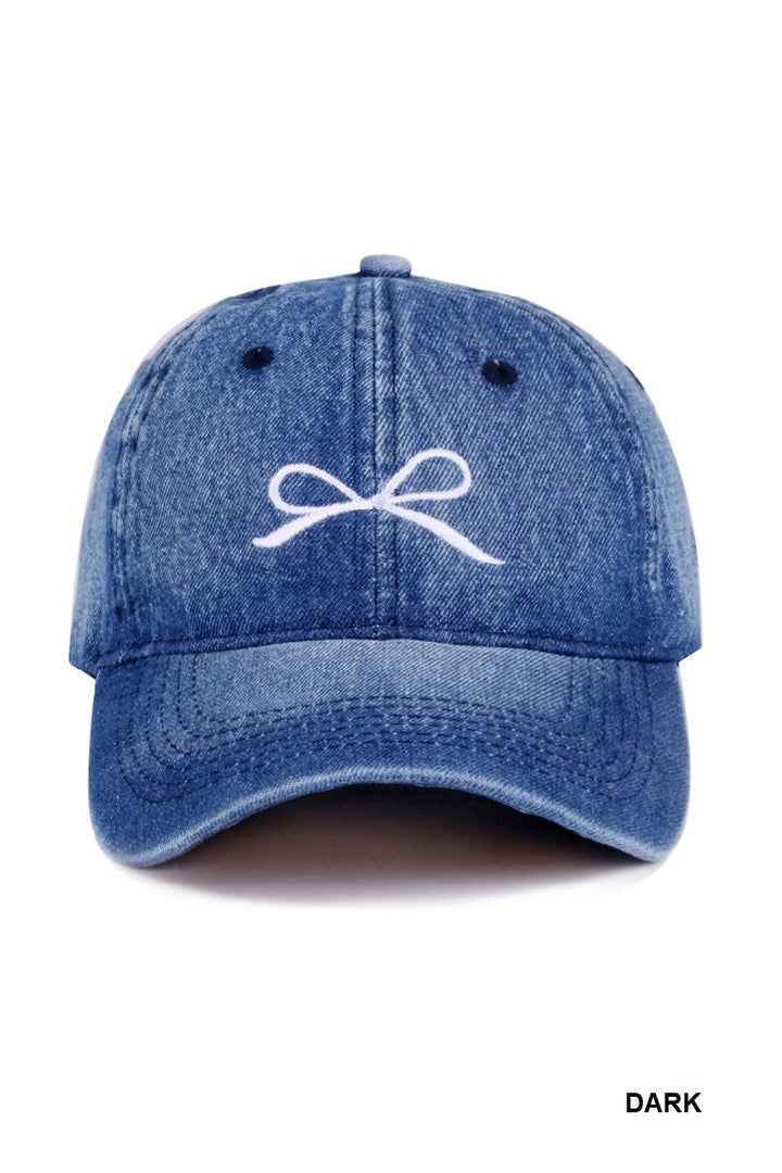 Dainty White Bow Denim Cap