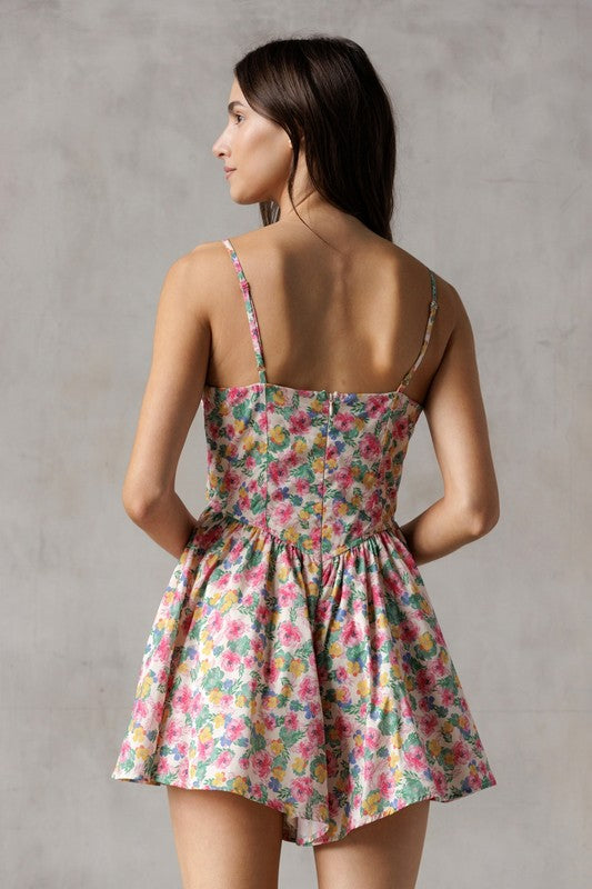 Jordan Floral Sweetheart Neckline Mini Romper (FINAL SALE)