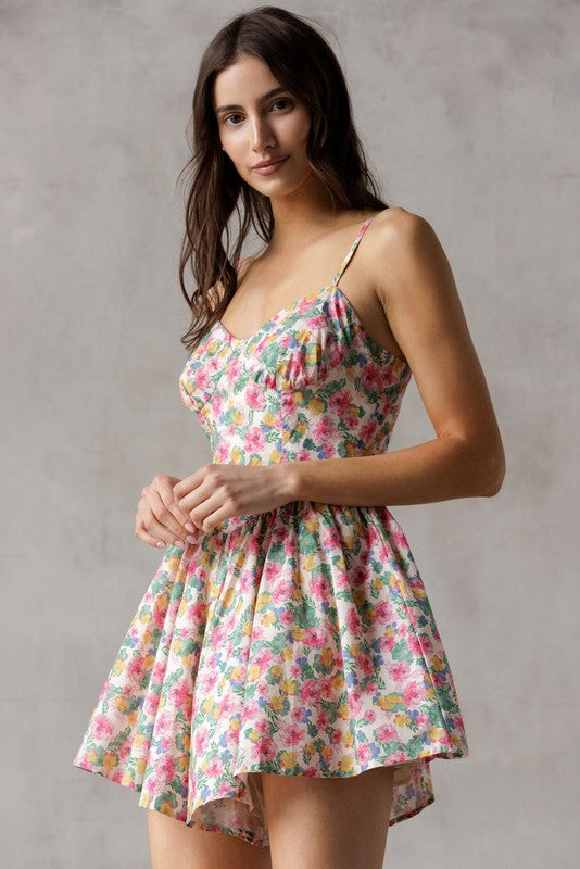 Jordan Floral Sweetheart Neckline Mini Romper (FINAL SALE)