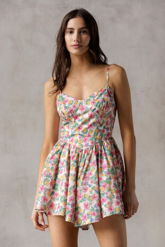 Jordan Floral Sweetheart Neckline Mini Romper (FINAL SALE)