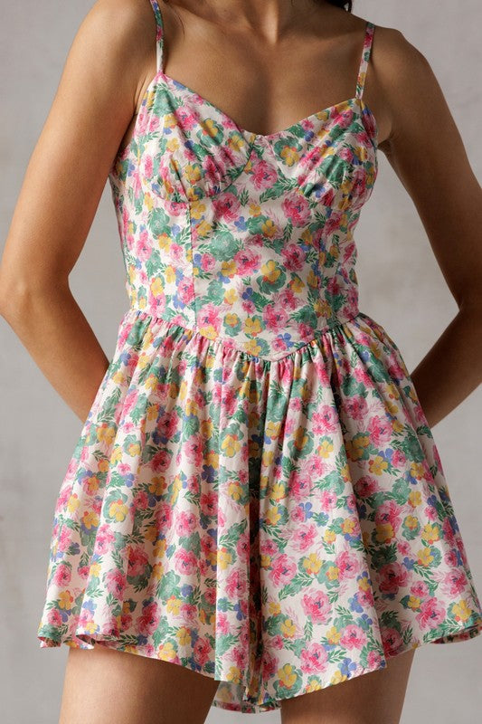 Jordan Floral Sweetheart Neckline Mini Romper (FINAL SALE)