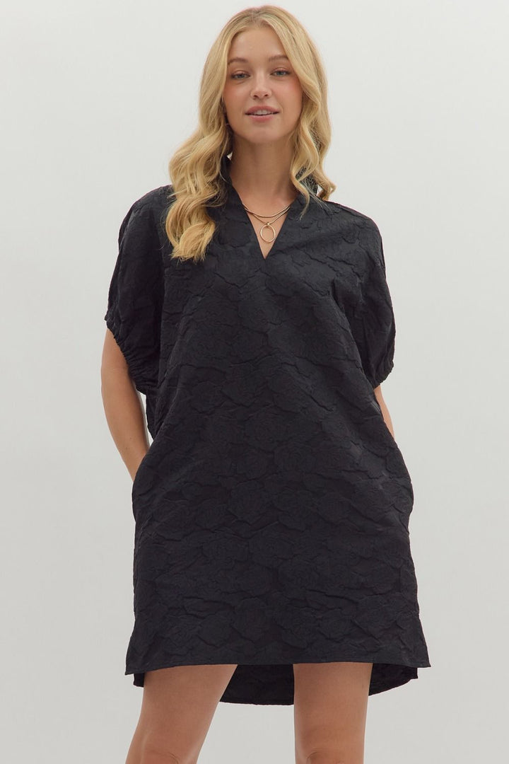 Midnight Bloom Jacquard Mini Dress