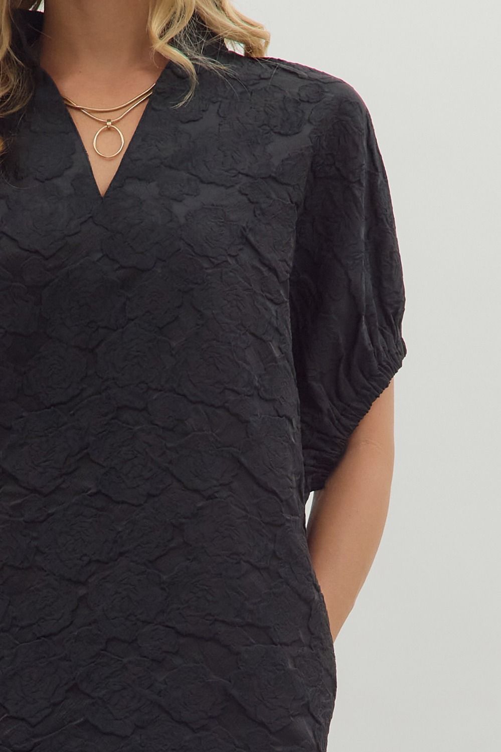 Midnight Bloom Jacquard Mini Dress