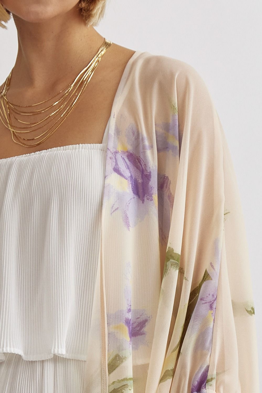 Macie Floral 3/4 Sleeve Kimono | Peach (FINAL SALE)
