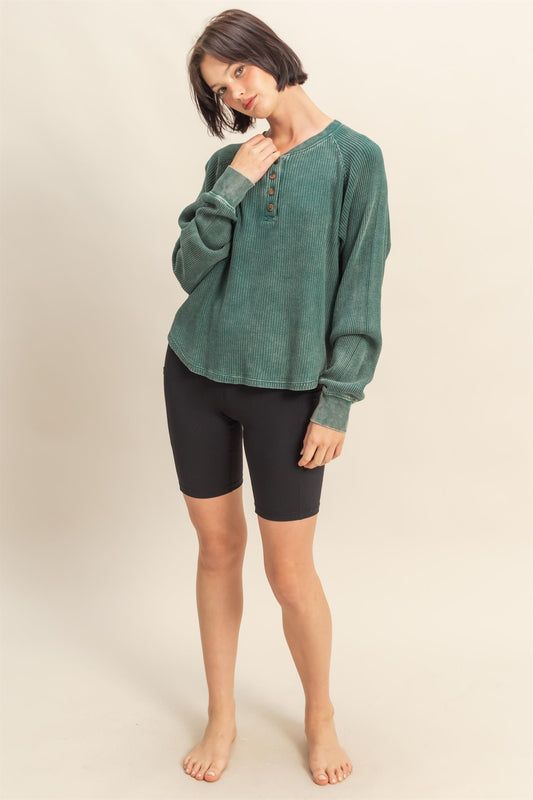 Stay A While Top | Dark Green
