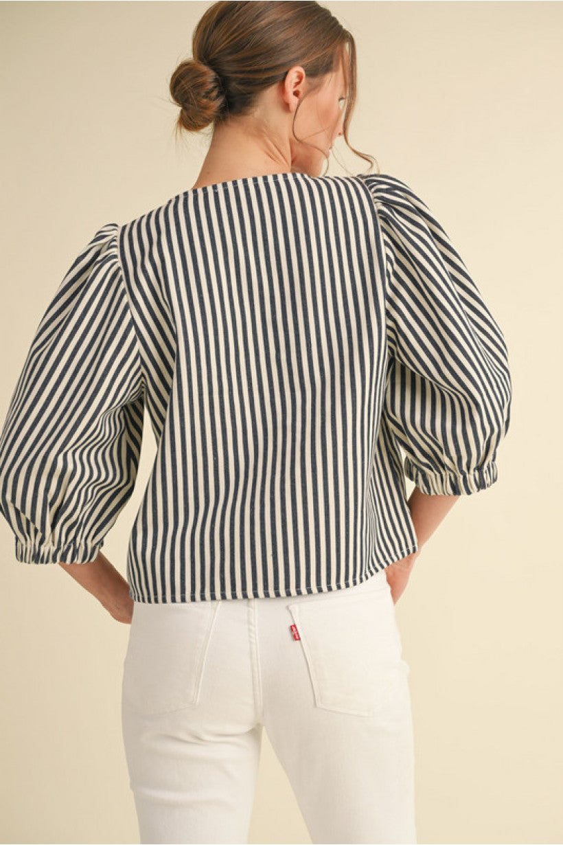 Angela Bow Tie Denim Top