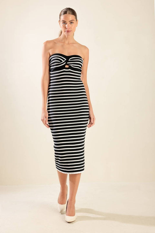 Kimber Striped Midi Strapless Dress (FINAL SALE)