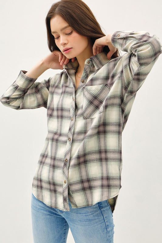 Jayln Oversized Cotton Flannel Shirt
