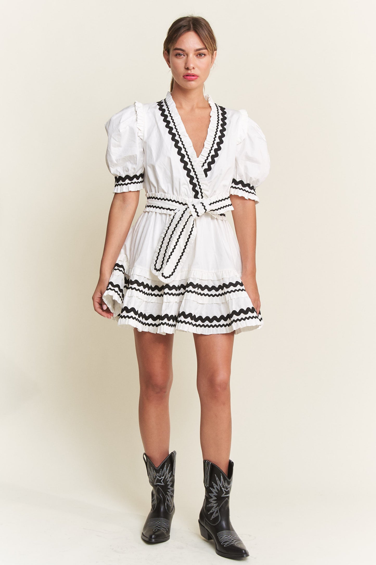 Jessie Belted Ruffle Mini Dress (FINAL SALE)