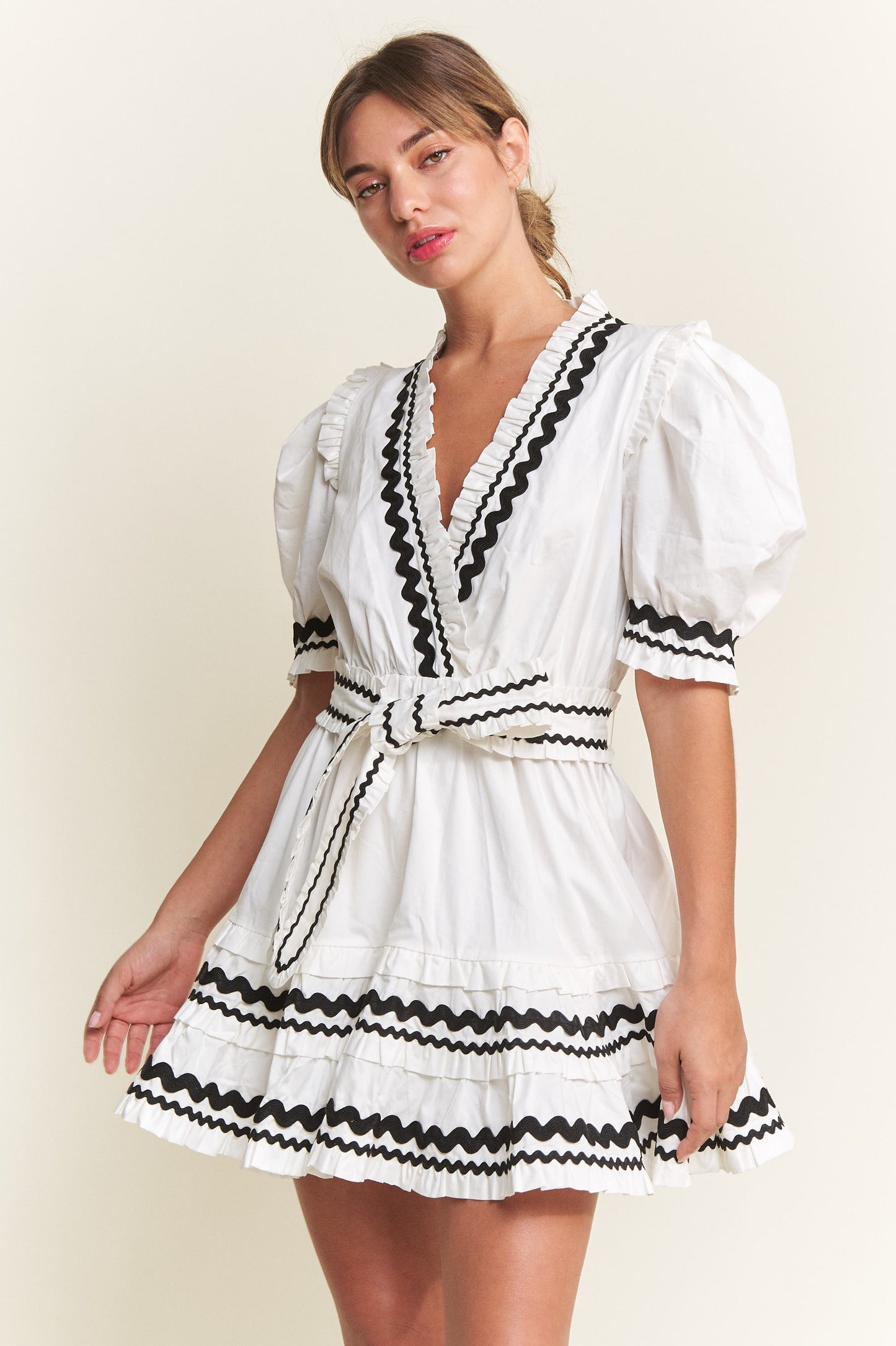 Jessie Belted Ruffle Mini Dress (FINAL SALE)