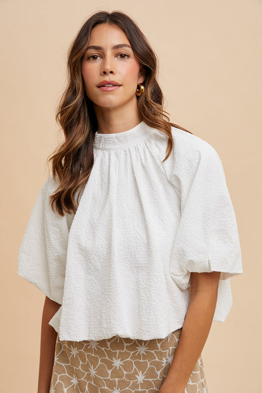 Lottie Textured Back Bow Top (FINAL SALE)
