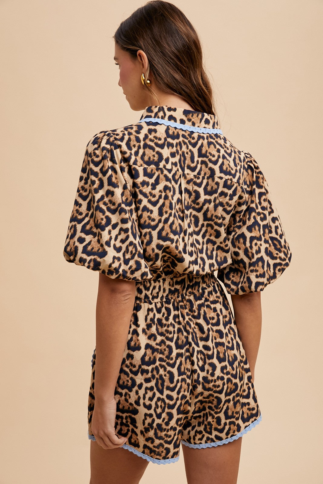 Melissa Lace Trimmed Leopard Romper (FINAL SALE)