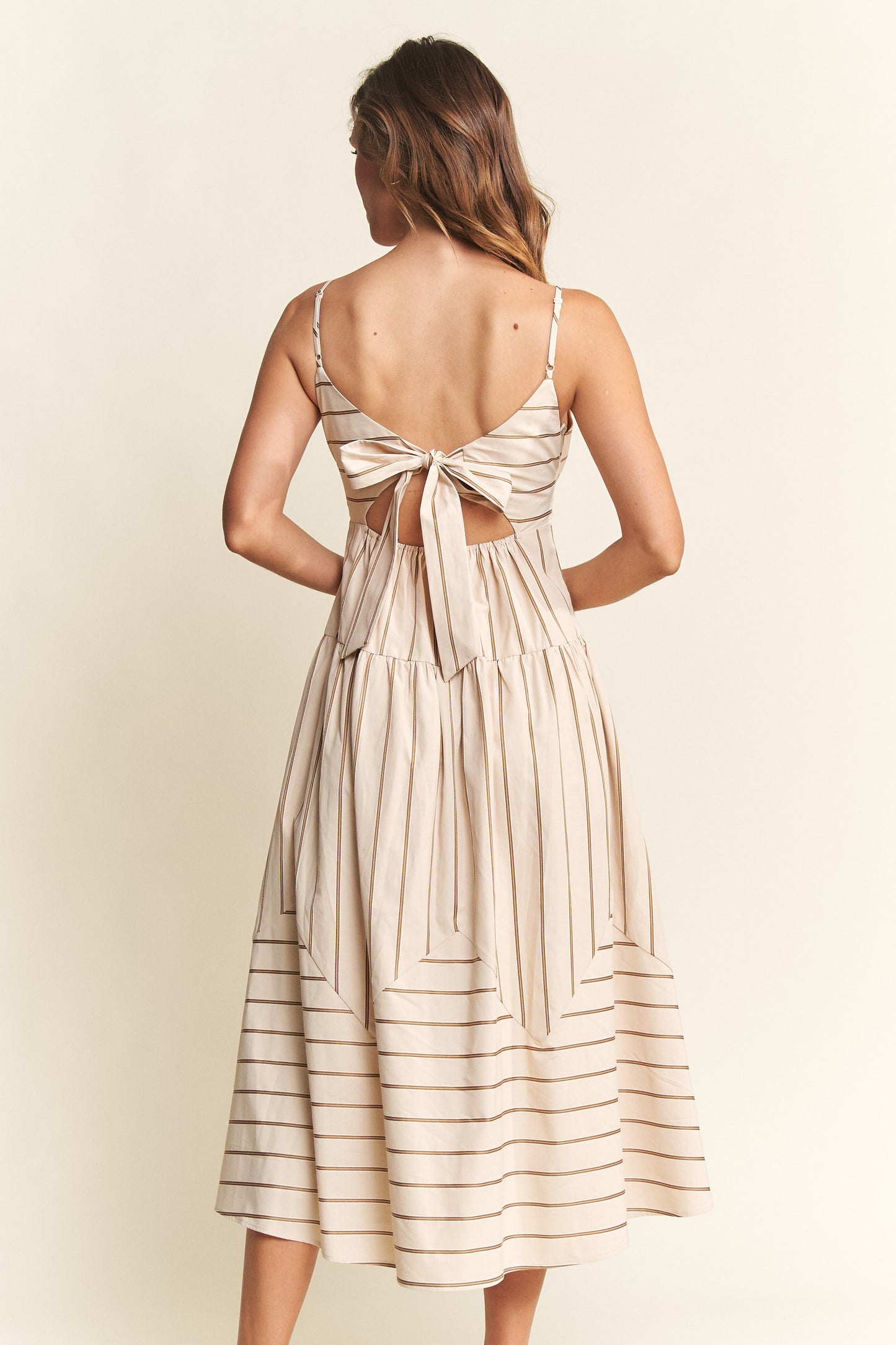 Megan Striped Spaghetti Strap Midi Dress (FINAL SALE)
