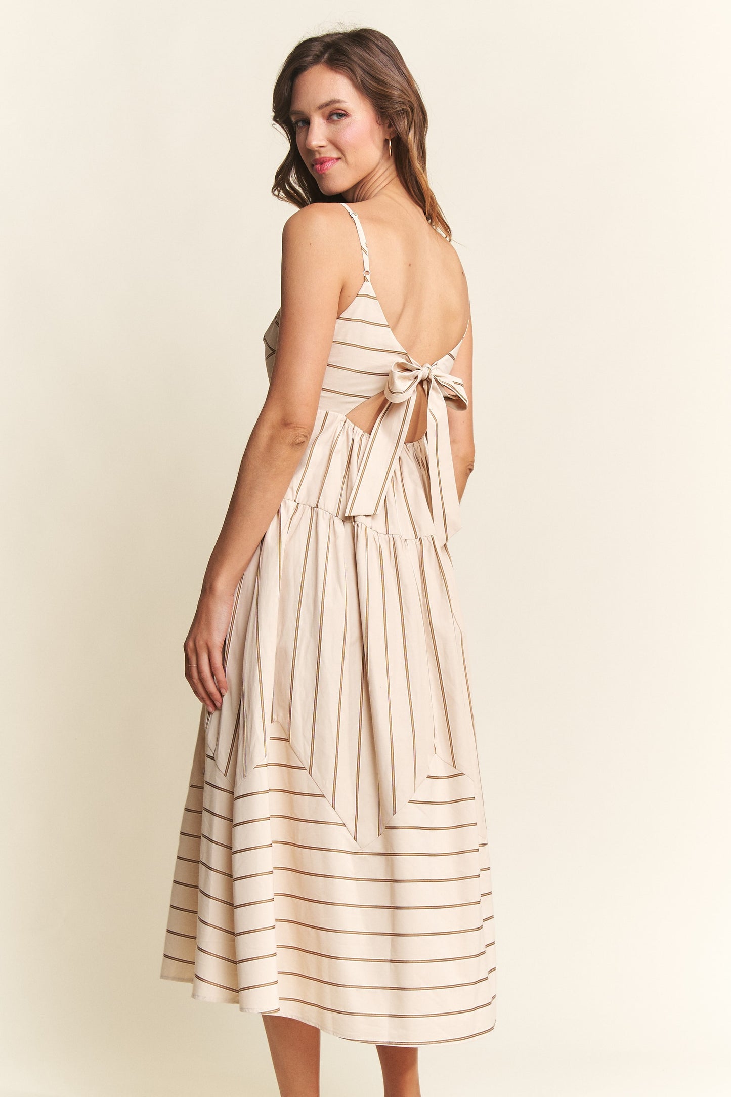 Megan Striped Spaghetti Strap Midi Dress (FINAL SALE)
