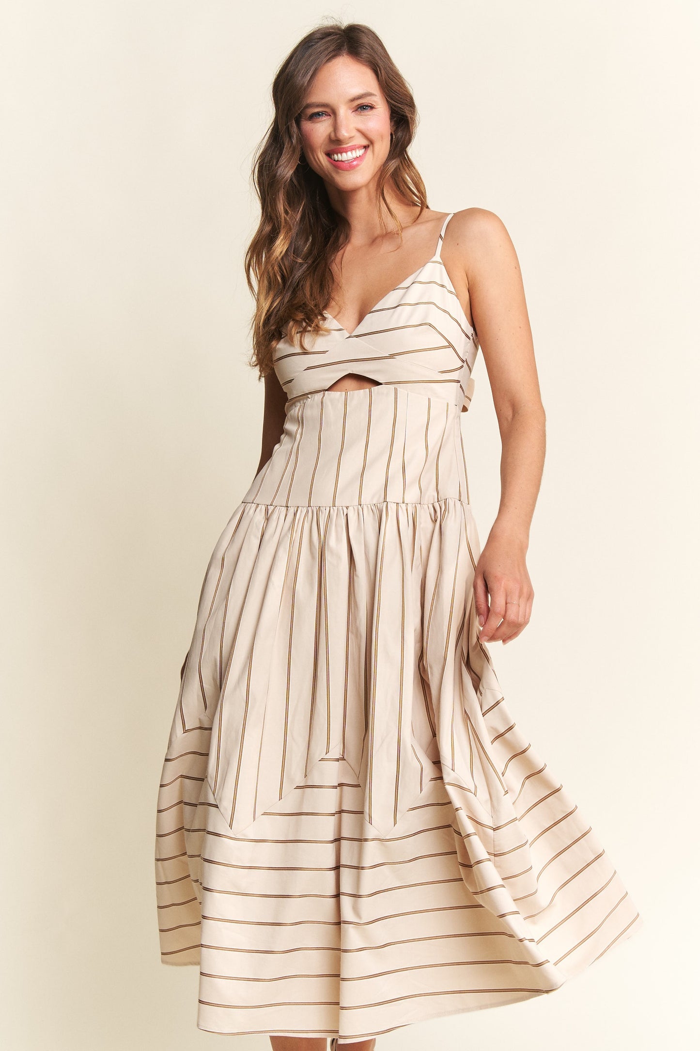Megan Striped Spaghetti Strap Midi Dress (FINAL SALE)