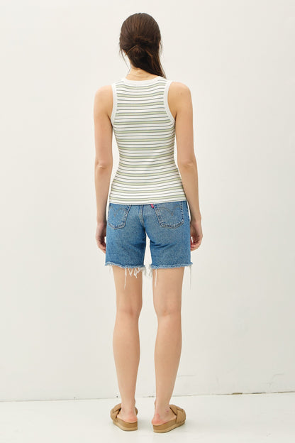 Jessa Stripe Ribbed Knit Tank | Sage