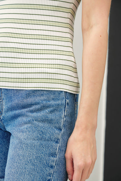 Jessa Stripe Ribbed Knit Tank | Sage