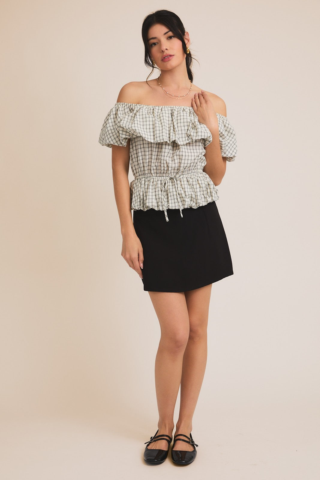 Allison Off Shoulder Bubble Hem Top (FINAL SALE)