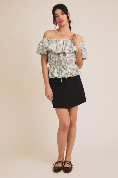 Allison Off Shoulder Bubble Hem Top (FINAL SALE)
