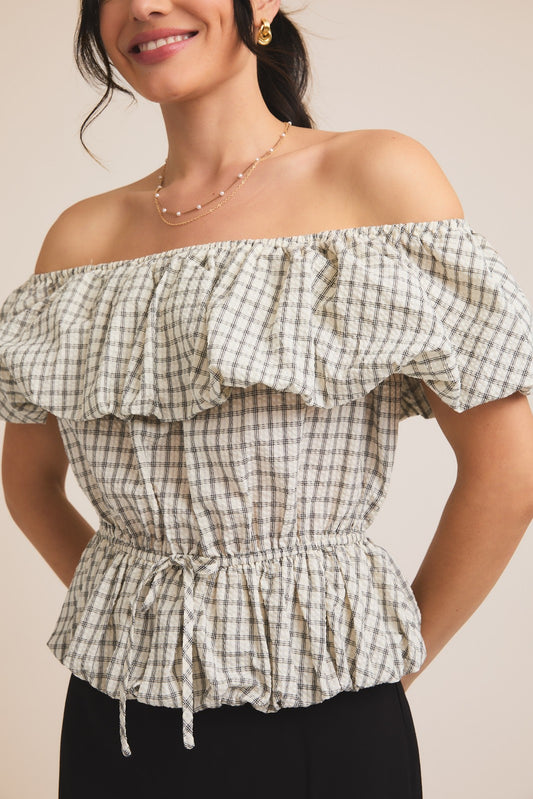 Allison Off Shoulder Bubble Hem Top (FINAL SALE)