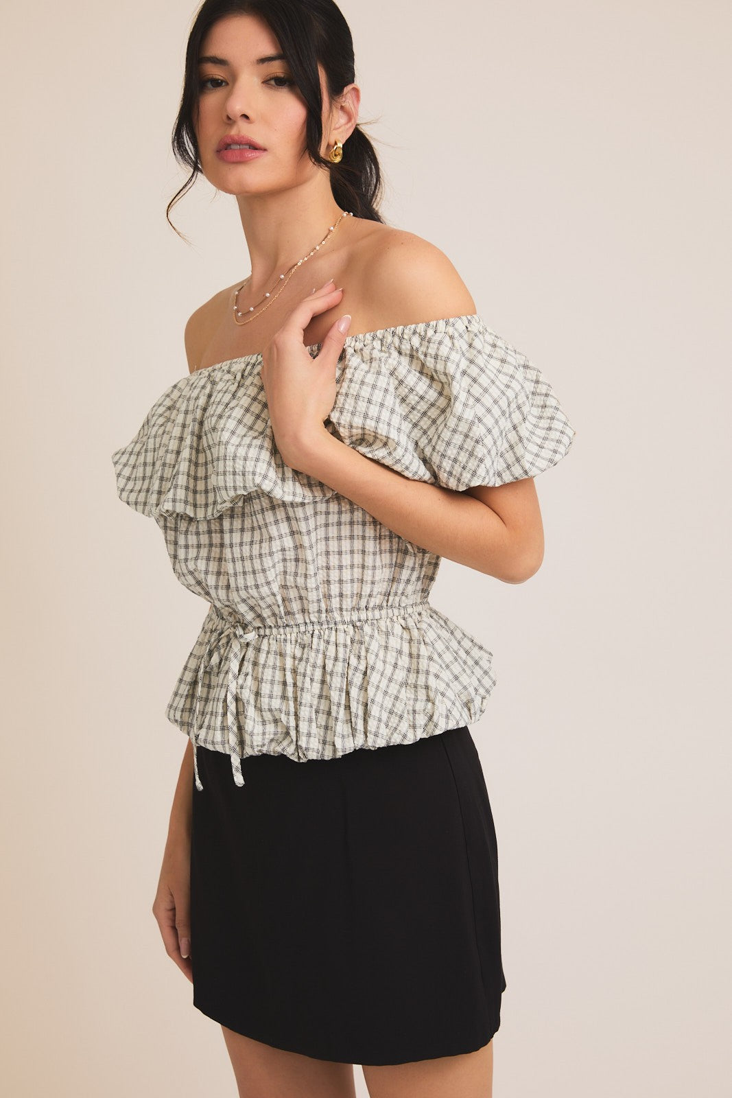 Allison Off Shoulder Bubble Hem Top (FINAL SALE)