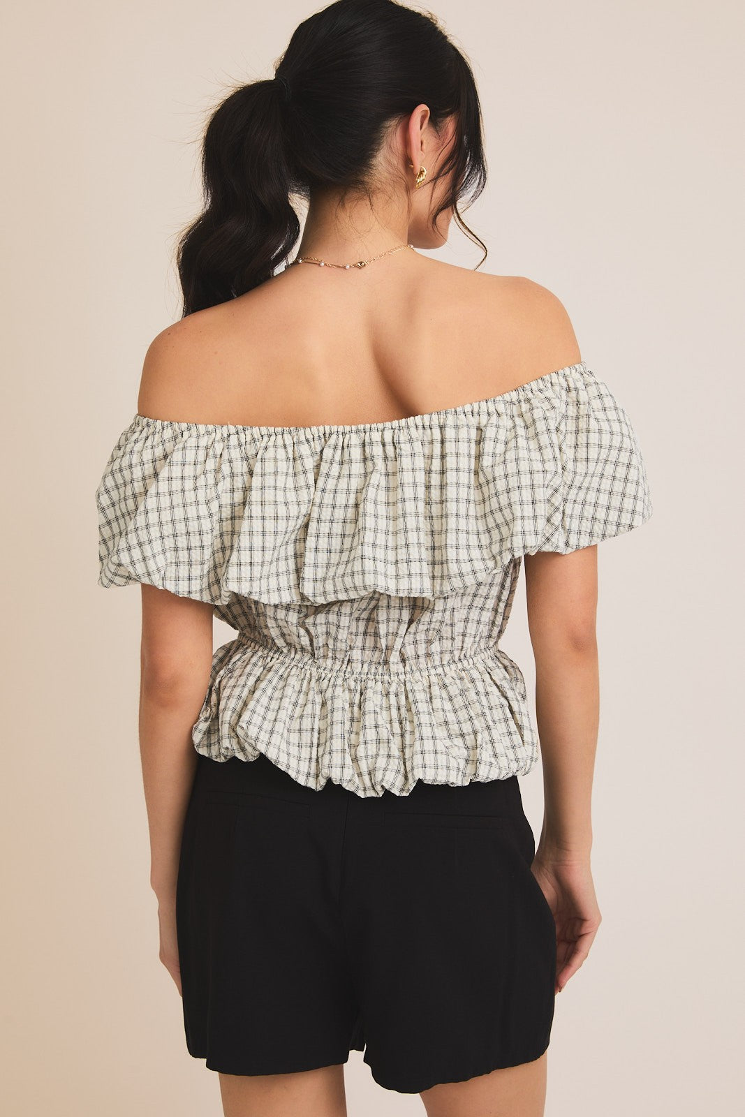 Allison Off Shoulder Bubble Hem Top (FINAL SALE)