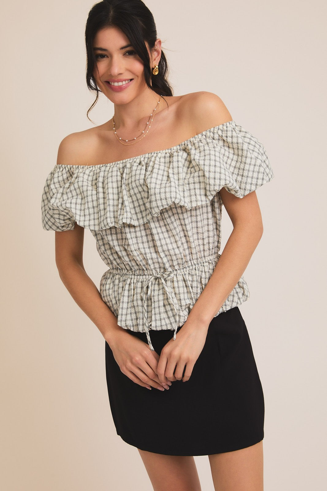 Allison Off Shoulder Bubble Hem Top (FINAL SALE)