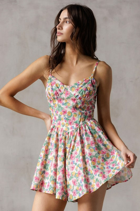 Jordan Floral Sweetheart Neckline Mini Romper (FINAL SALE)