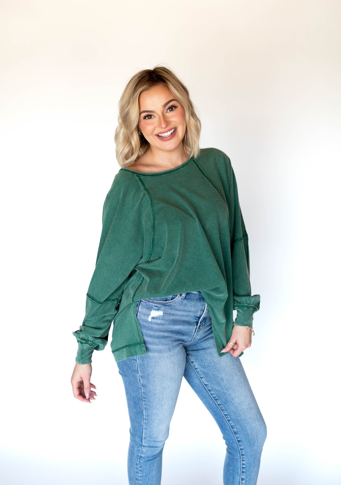Chasing Cozy Days Top | Dark Green