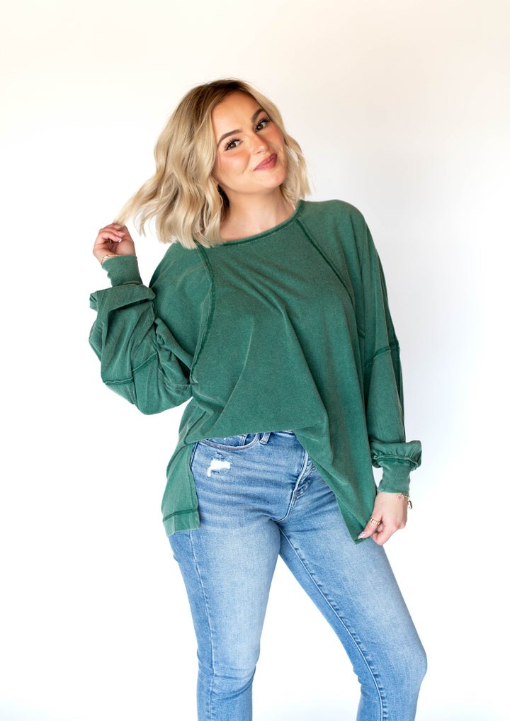 Chasing Cozy Days Top | Dark Green