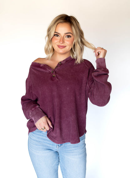 Stay A While Top | Dark Cherry