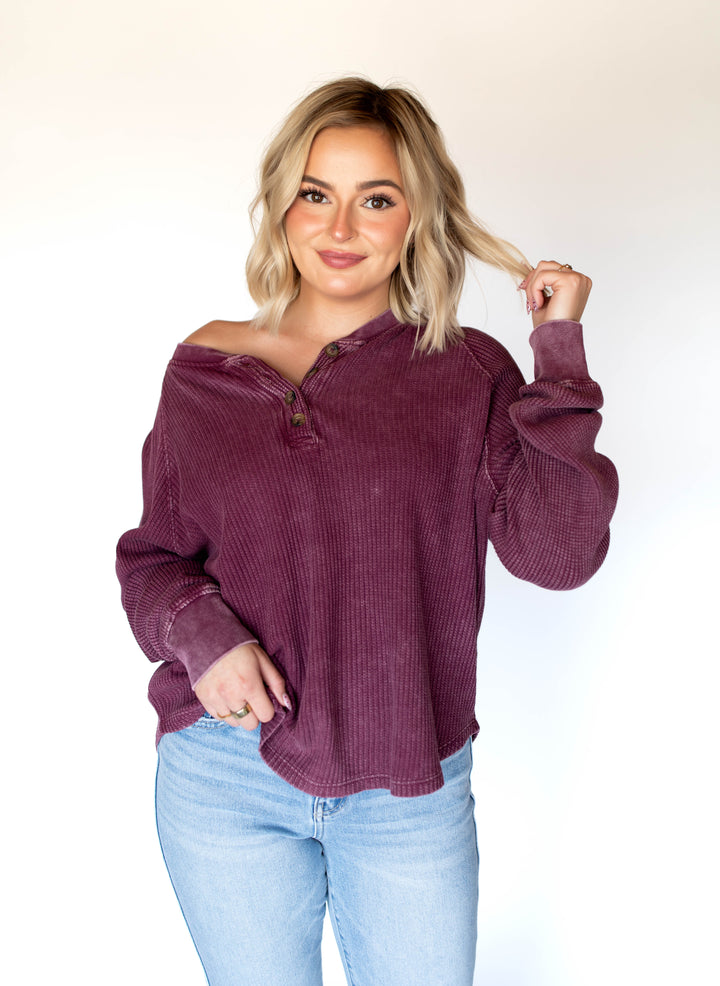 Stay A While Top | Dark Cherry