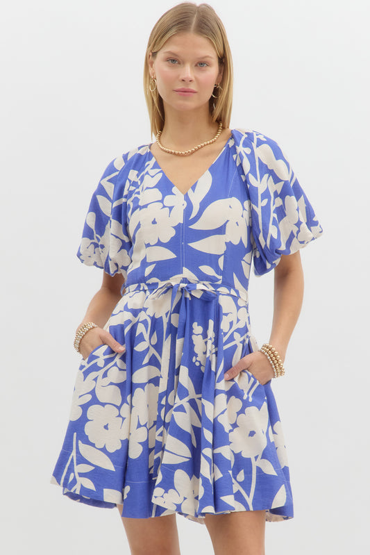 Oaklyn Floral Flare Dress | Blue (FINAL SALE)
