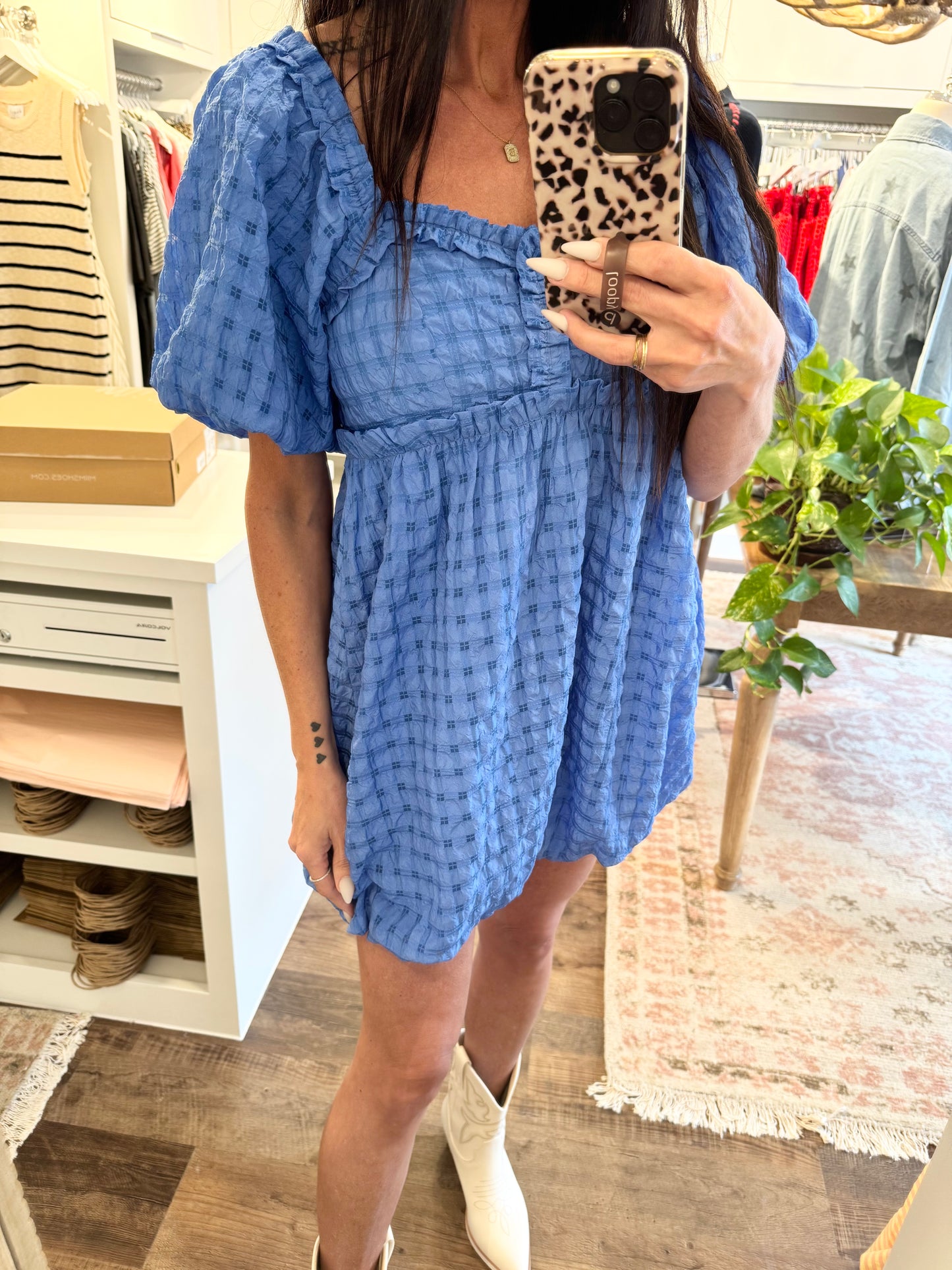 Evelyn Textured Puff Sleeve Dress (FINAL SALE)