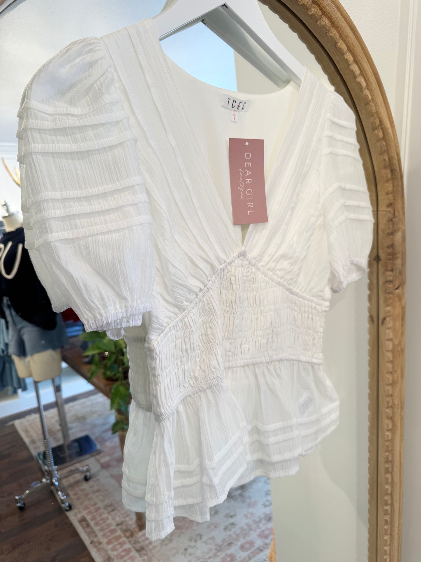 Preslee Smocked Waist Puff Top (FINAL SALE)