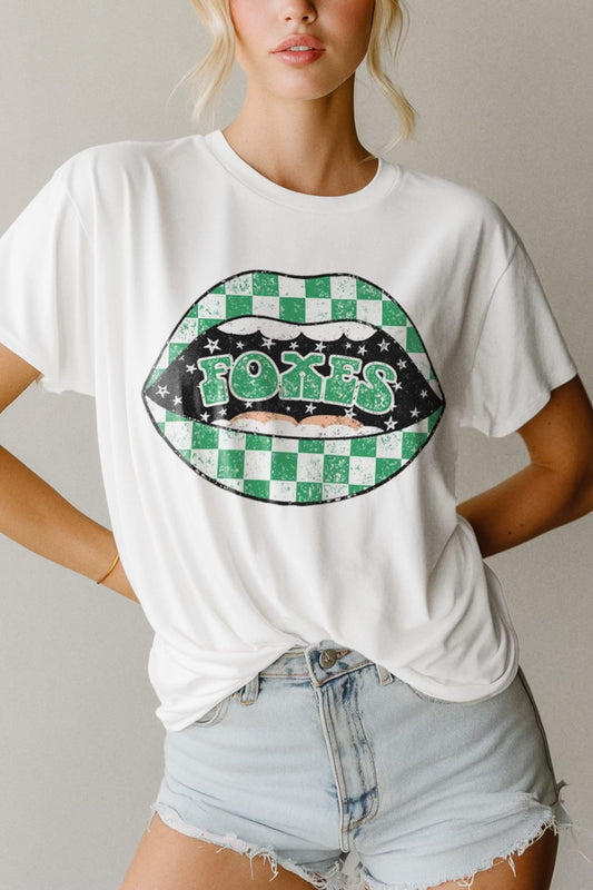 Foxes Checkered Lips Graphic Tee