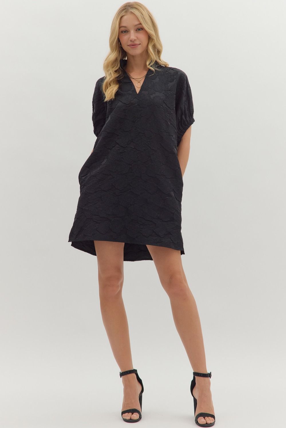 Midnight Bloom Jacquard Mini Dress