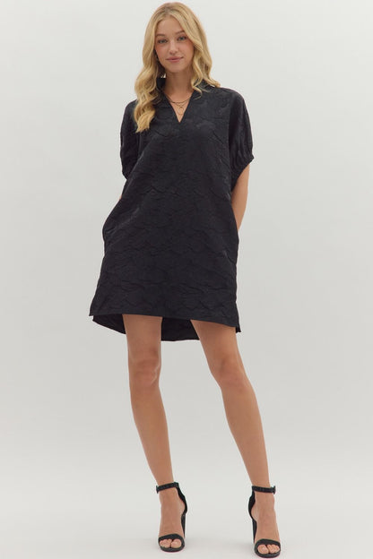 Midnight Bloom Jacquard Mini Dress