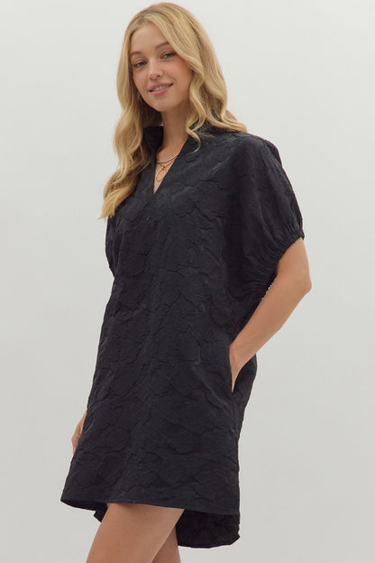 Midnight Bloom Jacquard Mini Dress