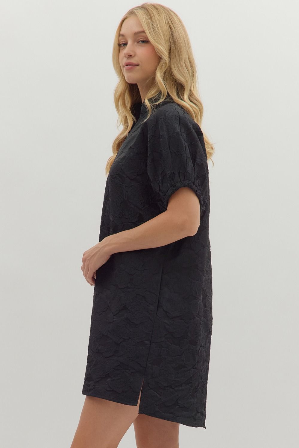 Midnight Bloom Jacquard Mini Dress