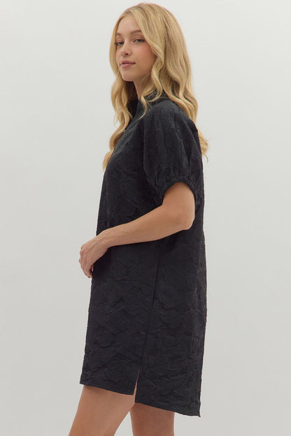 Midnight Bloom Jacquard Mini Dress