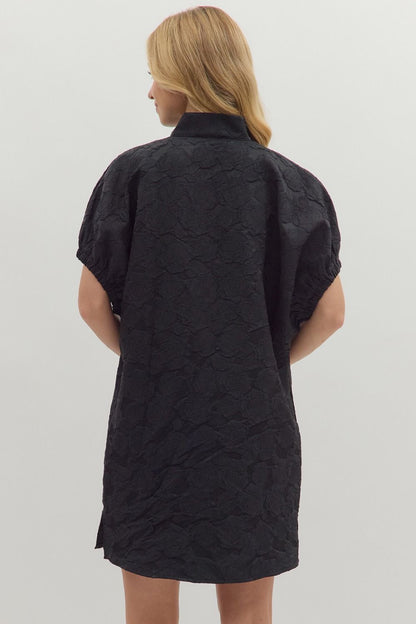 Midnight Bloom Jacquard Mini Dress