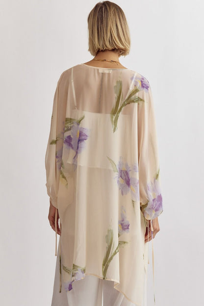 Macie Floral 3/4 Sleeve Kimono | Peach (FINAL SALE)