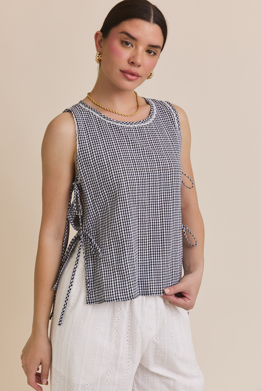 Hannah Side Tie Gingham Top (FINAL SALE)